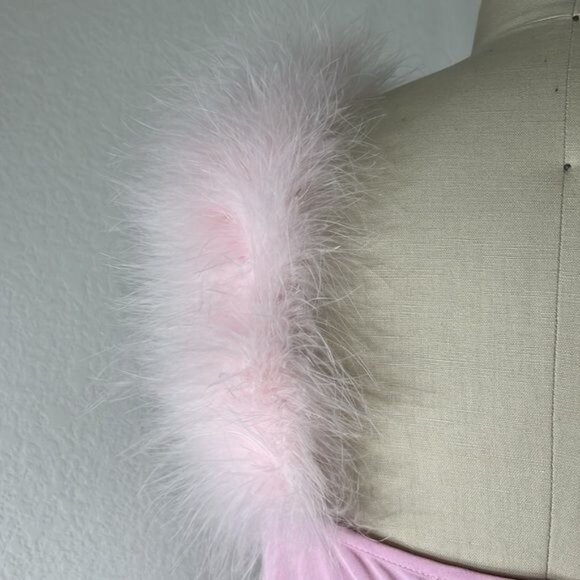 Sleeper “voulez Vous Dancer?” Dress Pink Midi Fuzzy Straps Biased - Picture 11 of 12